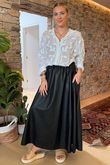 Made in Italy Runa Leather Look Skirt Black